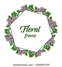 Vector illustration floral frame with decoration purple flowers hand drawn