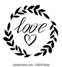 ilustración vectorial, marco floral en forma de doodle en negro, aislar sobre un fondo blanco