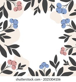 Ilustración vectorial. Marco floral de diseño plano
