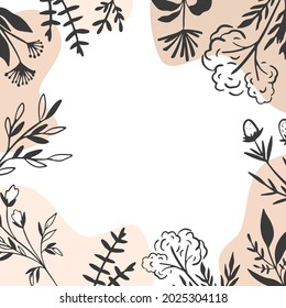 Vector illustration. Floral frame in a flat style for design