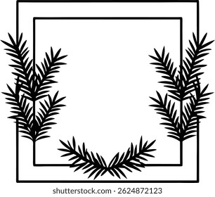 Ilustração vetorial de uma moldura floral com folhas verdes e design de galho para decoração natural