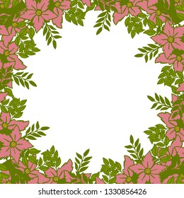 Vector illustration floral frame for invitation template hand drawn