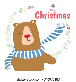 Vector illustration of floral Frame. Merry christmas.