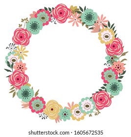 vector illustration of a floral frame. retro flowers, vintage floral frame. 