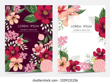  Vector illustration of a floral frame set in spring for Wedding, anniversary, birthday and party. Design for banner, poster, card, invitation and scrapbook 	