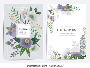  Vector illustration of a floral frame set in spring for Wedding, anniversary, birthday and party. Design for banner, poster, card, invitation and scrapbook 