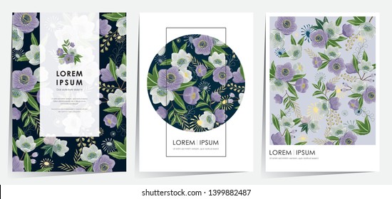  Vector illustration of a floral frame set in spring for Wedding, anniversary, birthday and party. Design for banner, poster, card, invitation and scrapbook 