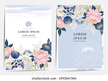 Ilustración vectorial del marco floral fijado en primavera. Diseño para tarjetas, invitación a grupos, impresión, imágenes prediseñadas y publicidad y promoción de negocios 