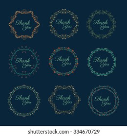Vector illustration of floral Frame. Set of  flowers arranged un a shape design for Thank you card,wedding invitations,birthday cards,calligraphic letters,Emblem and label,Full vector file