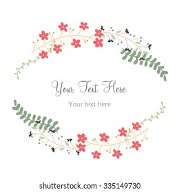Vector illustration of floral Frame. Set of flowers arranged un a shape design for Thank you card, wedding invitations, birthday cards, calligraphic letters, Emblem and label, Full vector file