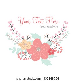 Vector illustration of floral Frame. Set of flowers arranged un a shape design for Thank you card, wedding invitations, birthday cards, calligraphic letters, Emblem and label, Full vector file