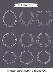 Vector illustration of floral Frame. Set of flowers arranged un a shape design for Thank you card,wedding invitations,birthday cards,calligraphic letters,Emblem and label,Full vector file