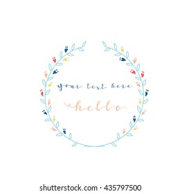 Vector illustration of floral Frame. Set of flowers arranged un a shape design for Thank you card, wedding invitations, birthday cards, calligraphic letters, Emblem and label, Full vector file