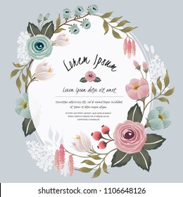  Vector illustration of a floral frame in spring for Wedding, anniversary, birthday and party. Design for banner, poster, card, invitation and scrapbook 