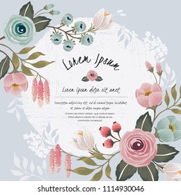  Vector illustration of a floral frame in spring for Wedding, anniversary, birthday and party. Design for banner, poster, card, invitation and scrapbook 