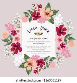  Vector illustration of a floral frame in spring for Wedding, anniversary, birthday and party. Design for banner, poster, card, invitation and scrapbook 