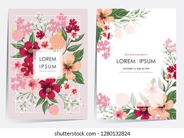  Vector illustration of a floral frame in spring for Wedding, anniversary, birthday and party. Design for banner, poster, card, invitation and scrapbook 	