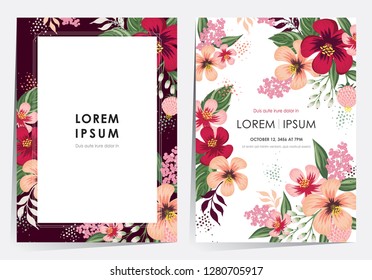 Vector illustration of a floral frame in spring for Wedding, anniversary, birthday and party. Design for banner, poster, card, invitation and scrapbook 