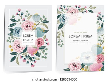  Vector illustration of a floral frame in spring for Wedding, anniversary, birthday and party. Design for banner, poster, card, invitation and scrapbook 