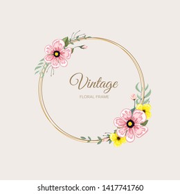 Vector illustration of a floral frame in spring for Wedding, anniversary, birthday and party.