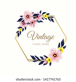 Vector illustration of a floral frame in spring for Wedding, anniversary, birthday and party.