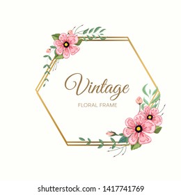Vector illustration of a floral frame in spring for Wedding, anniversary, birthday and party.