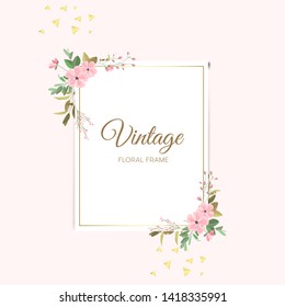 Vector illustration of a floral frame in spring for Wedding, anniversary, birthday and party.