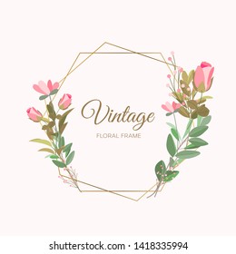 Vector illustration of a floral frame in spring for Wedding, anniversary, birthday and party.