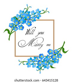 vector illustration of a floral frame will you marry me card.