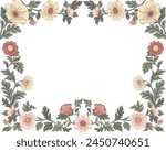 Vector illustration of a floral frame in William Morris style for greeting cards. Elegant homage to Morris's aesthetic, capturing timeless beauty.