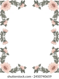 Vector illustration of a floral frame in William Morris style for greeting cards. Elegant homage to Morris's aesthetic, capturing timeless beauty.