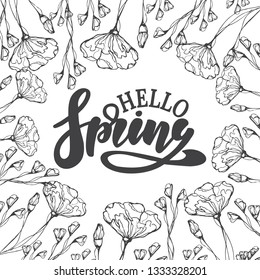 Vector illustration with floral frames, for invitations, cards, banners.Drawing and sketch with black and white line-art