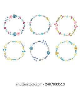 Vector Illustration of Floral Frames. Set.