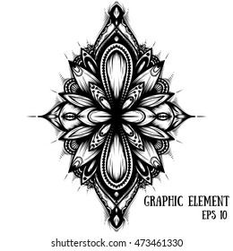 Vector illustration of floral graphic elements for tattoo, design, t-shirt, posters and more 