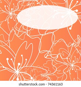 Vector illustration of floral greeting card with orange flowers