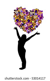 vector illustration of floral heart