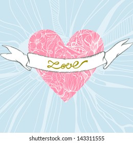 Vector illustration - floral heart "Love".