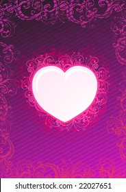 Vector illustration of floral heart over purple background