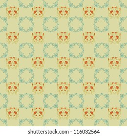 vector illustration floral heart seamless pattern