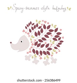 the vector illustration of floral hedgehog 