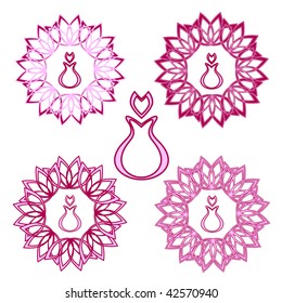 vector illustration of a floral icons set with perfume.