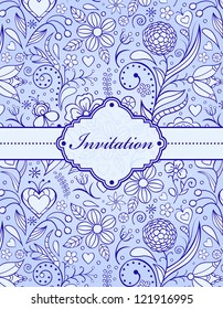 Vector illustration of  floral invitation card ( or place your text)