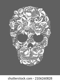 Vector illustration  floral lacy skull.