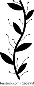 Vector Illustration Floral Leaves Line Hand Drawn