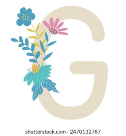 Vector Illustration of Floral Letter G.