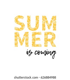 Vector illustration: floral lettering composition of Summer. Summer is coming -stock vector