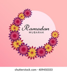 Vector illustration of Floral moon on Gredient background for holy month of muslim community Ramadan Mubarak.