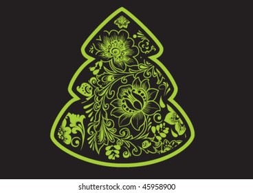 Vector illustration of floral new year tree