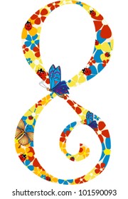 Vector illustration. Floral illustration of number eight
