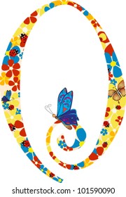 Vector illustration. Floral illustration of number zero